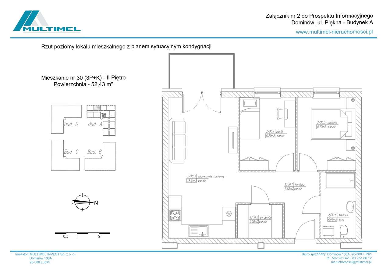 3-pokojowe mieszkanie 52m2 Bez Pośredników - Pełny obrazek: 2/7