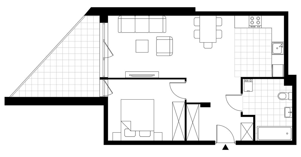 2-pokojowe mieszkanie 50m2 + loggia Bezpośrednio - Pełny obrazek: 3/8