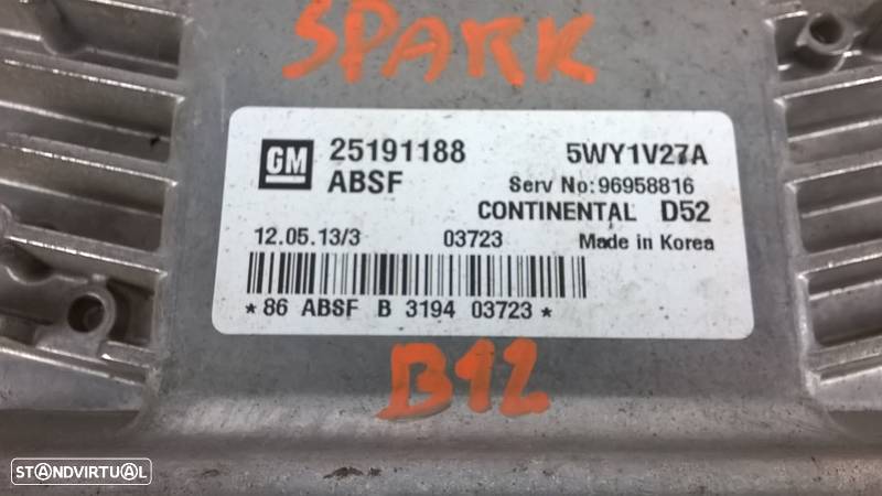 Centralina do Motor - 25191188 / 96958816 / 5WY1V27A [Chevrolet Spark (M300)] - 2