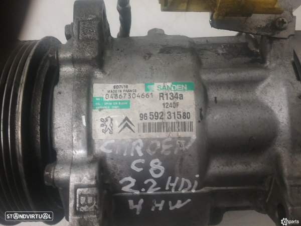 Compressor de ar condicionado CITROЁN C8 2.2 HDi 06.06 -  Usado REF. MOTOR 4HW S... - 3