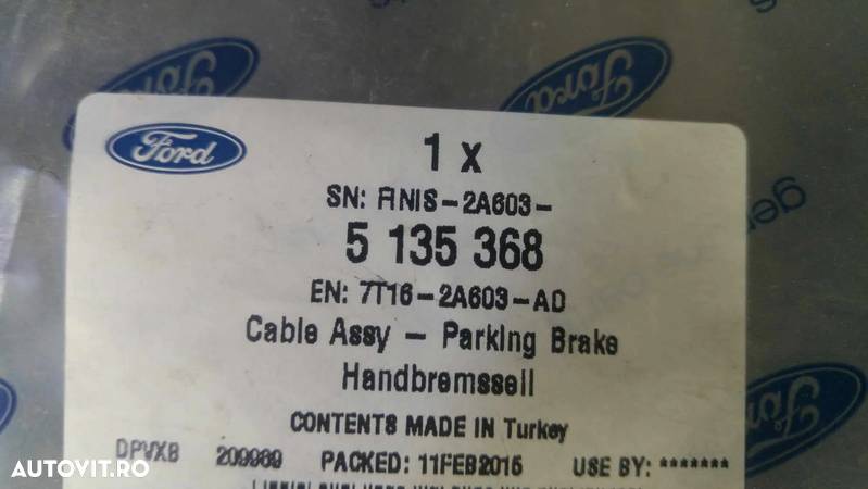 Cablu frana de mana ford transit connect 5135368 7t162a603ad - 3