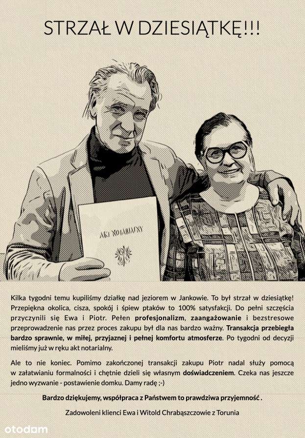 DZIAŁKA nad jeziorem przy plaży z mediami i MPZP-12