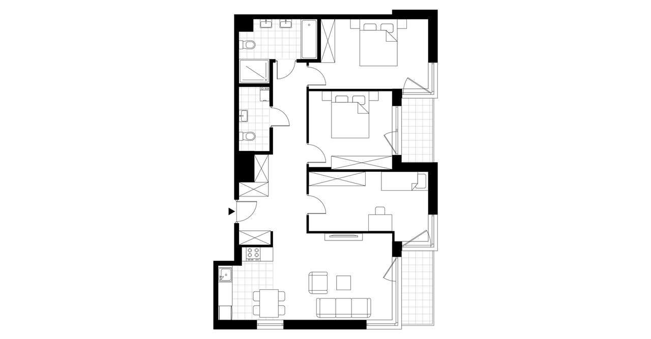 4-pokojowe mieszkanie 87m2 + 2 loggie Bezpośrednio - Pełny obrazek: 3/8