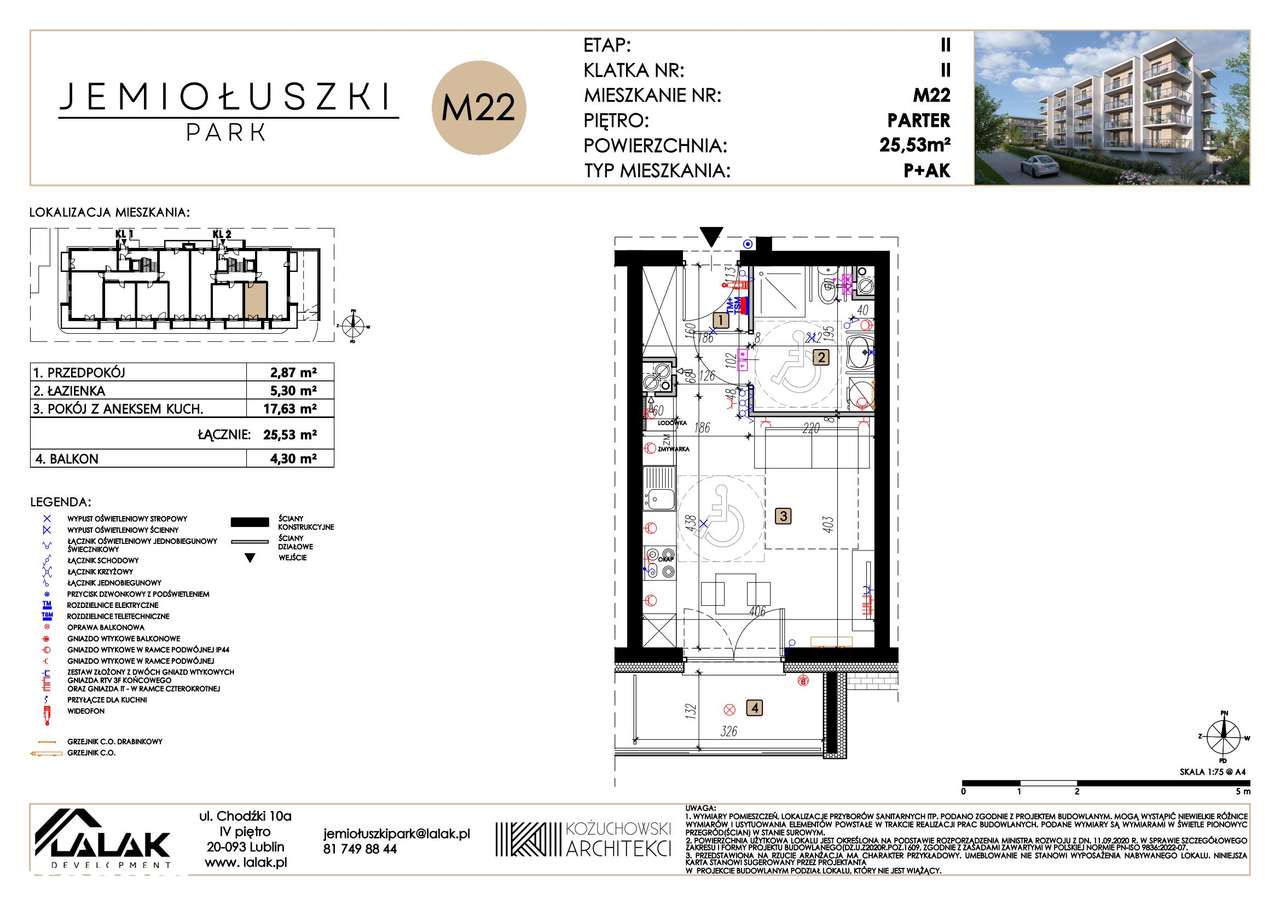 1-pokojowe mieszkanie 25m2 + balkon - Pełny obrazek: 2/7