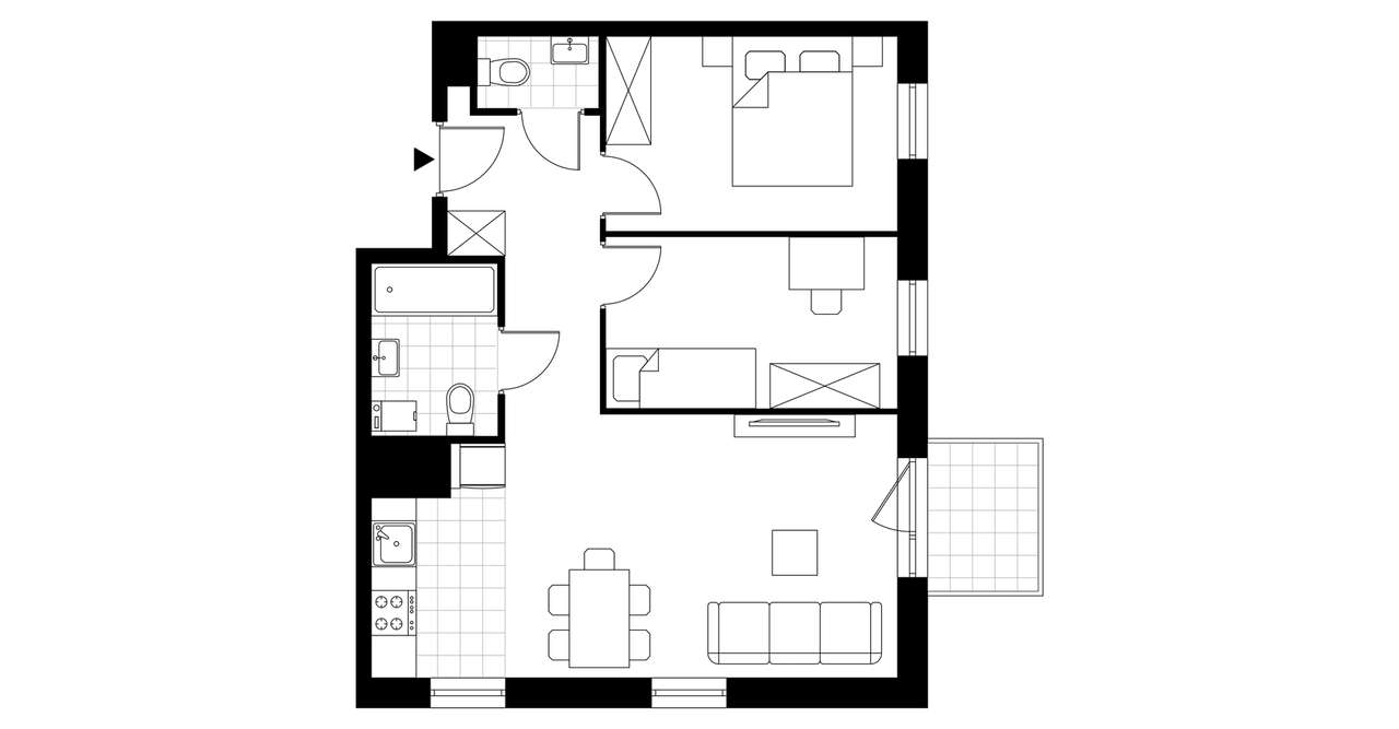 3-pokojowe mieszkanie 53m2 + balkon - Pełny obrazek: 3/8