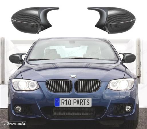 CAPAS DE ESPELHOS RETROVISORES PARA BMW SERIE 3 E92 E93 10-13 LOOK M3 PRETO E CARBONO - 1