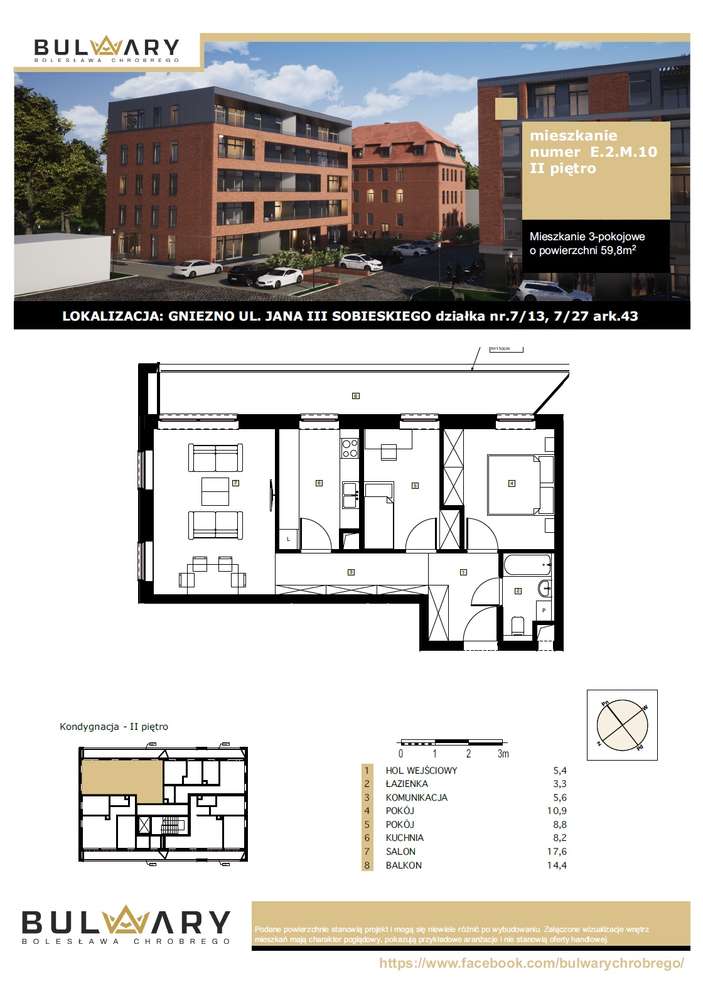 Planowana inwestycja - Bulwary Bolesława Chrobrego, 3 pokoje, E2M10 - Pełny obrazek: 1/6