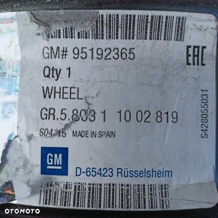 Felgi 4x100 15 Opel Karl 95192365 + Czujniki 4szt (E1819) - 7