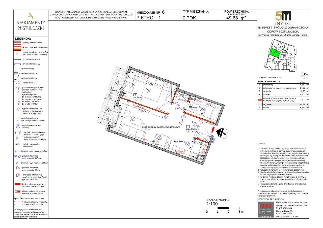 Apartamenty Pustułeczki 2-pok 49,68m M6 - Pełny obrazek: 2/7