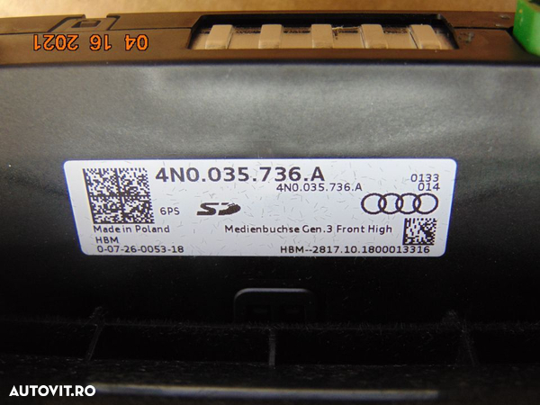 Buzunar depozitare CU USB SIM SD Audi a6 4k C8 Audi A7 4k conexiune externa tavita - 2