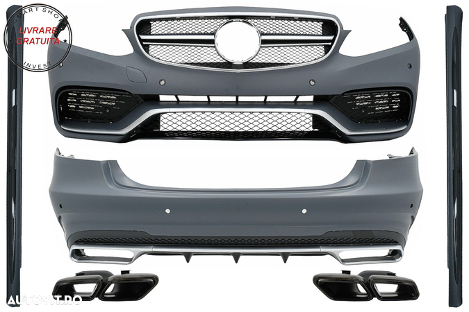Pachet Exterior Complet cu Ornamente Evacuare Negre Mercedes E-Class W212 Facelift- livrare gratuita - 1