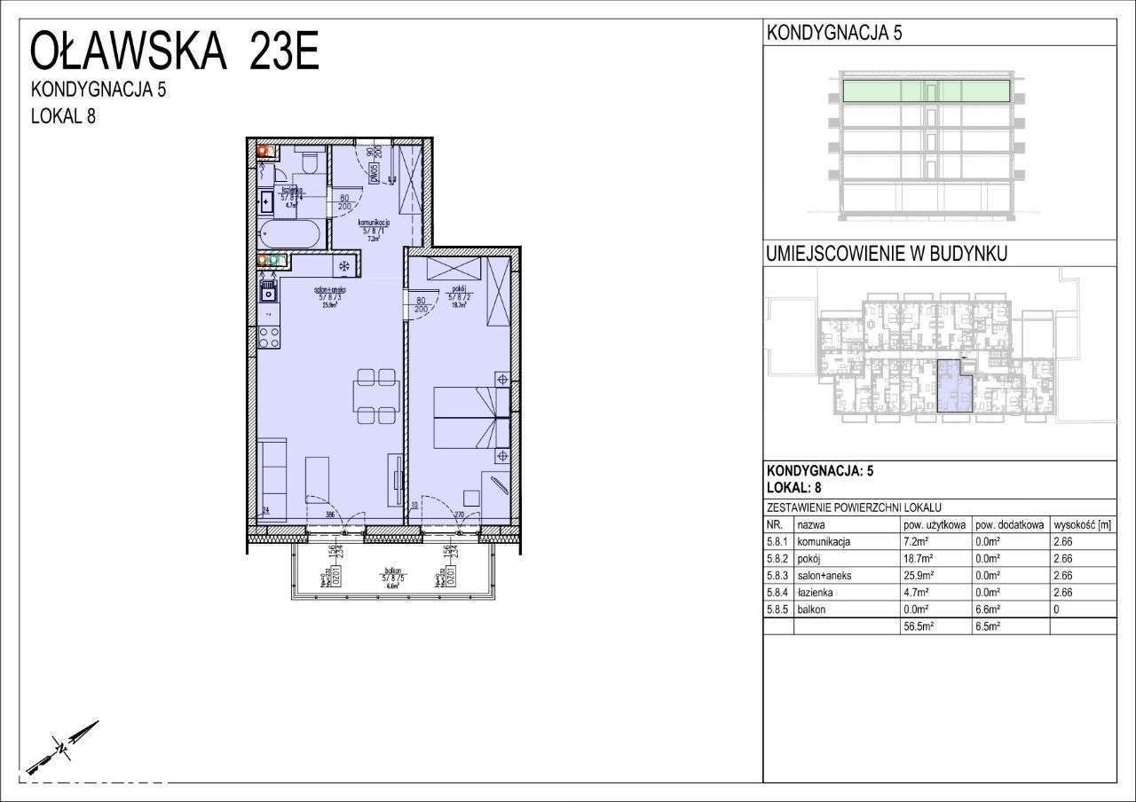 Mieszkanie na sprzedaż 56,50m2 w centrum miasta, budynek z windą - Pełny obrazek: 1/6