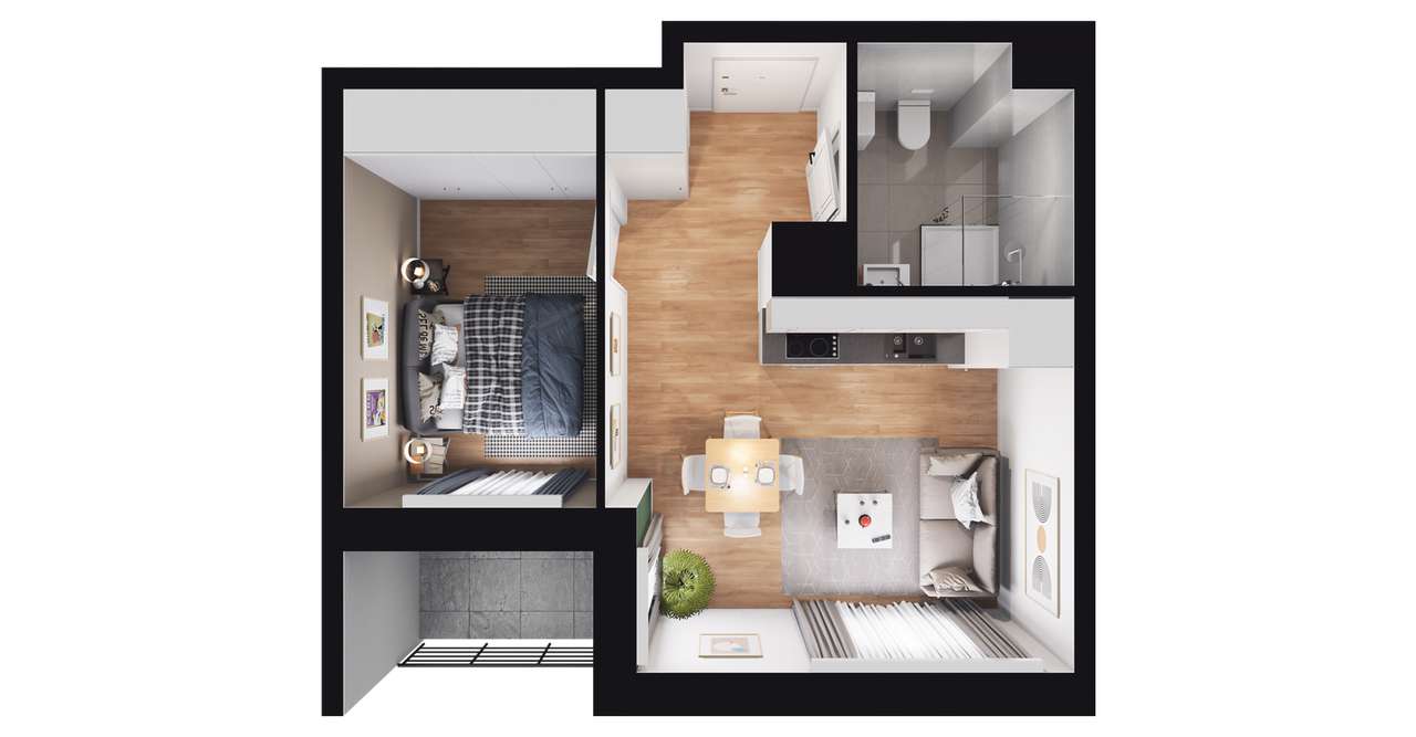 2-pokojowe mieszkanie 31m2 + loggia Bez Prowizji - Pełny obrazek: 2/8