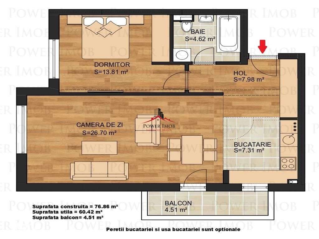 COMISION 0% - Apartament 2 camere, Tractorul la 500 m de Coresi Mall - Imagine principală: 2/8