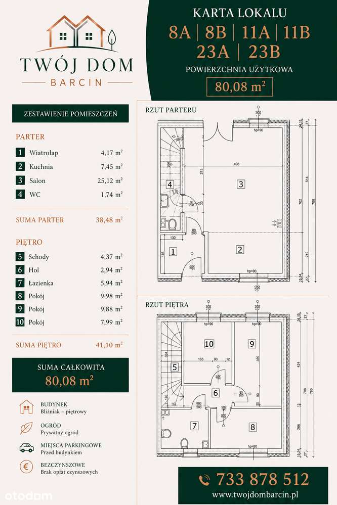 80,08 m² | 4 pokoje | ogród | Twój Dom Barcin