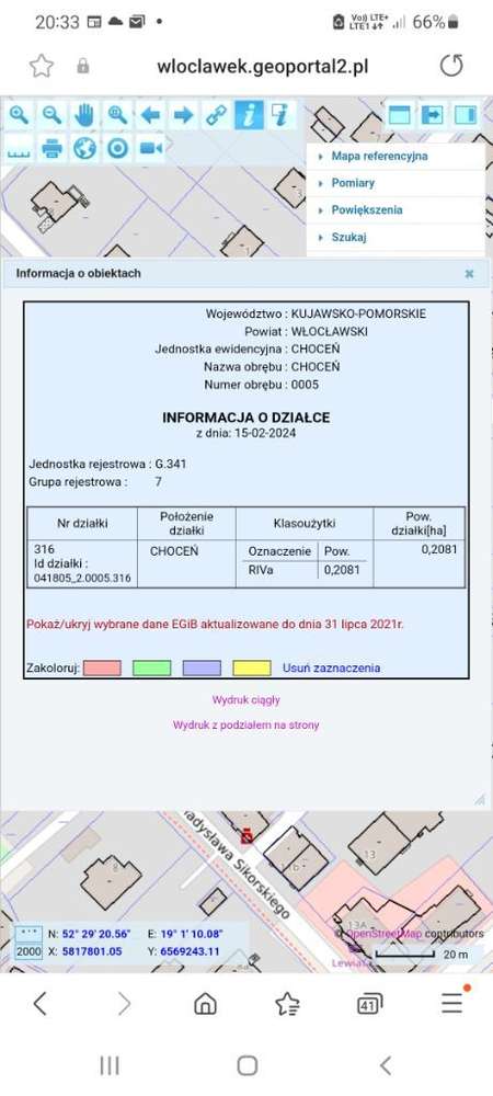 Działka Budowlana 2081m2 centrum Chocenia - Pełny obrazek: 4/5