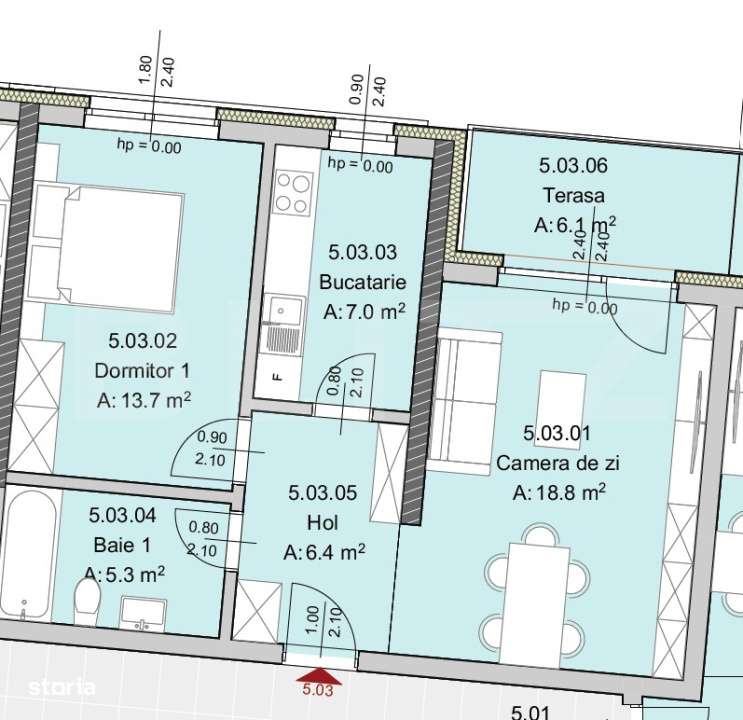 Apartament 2 camere 51 mp, Constructie Noua, Zona Semicentrala - Imagine principală: 2/5
