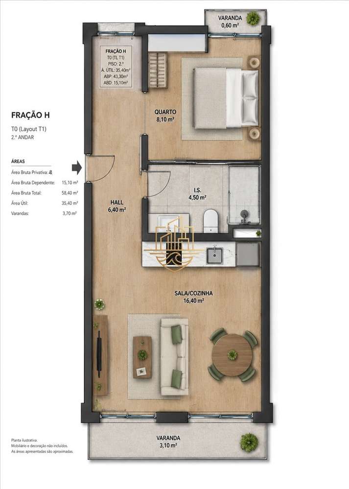 Apartamento T0+1 Turnkey Premium com Garagem e Duas Varandas — Centro-39