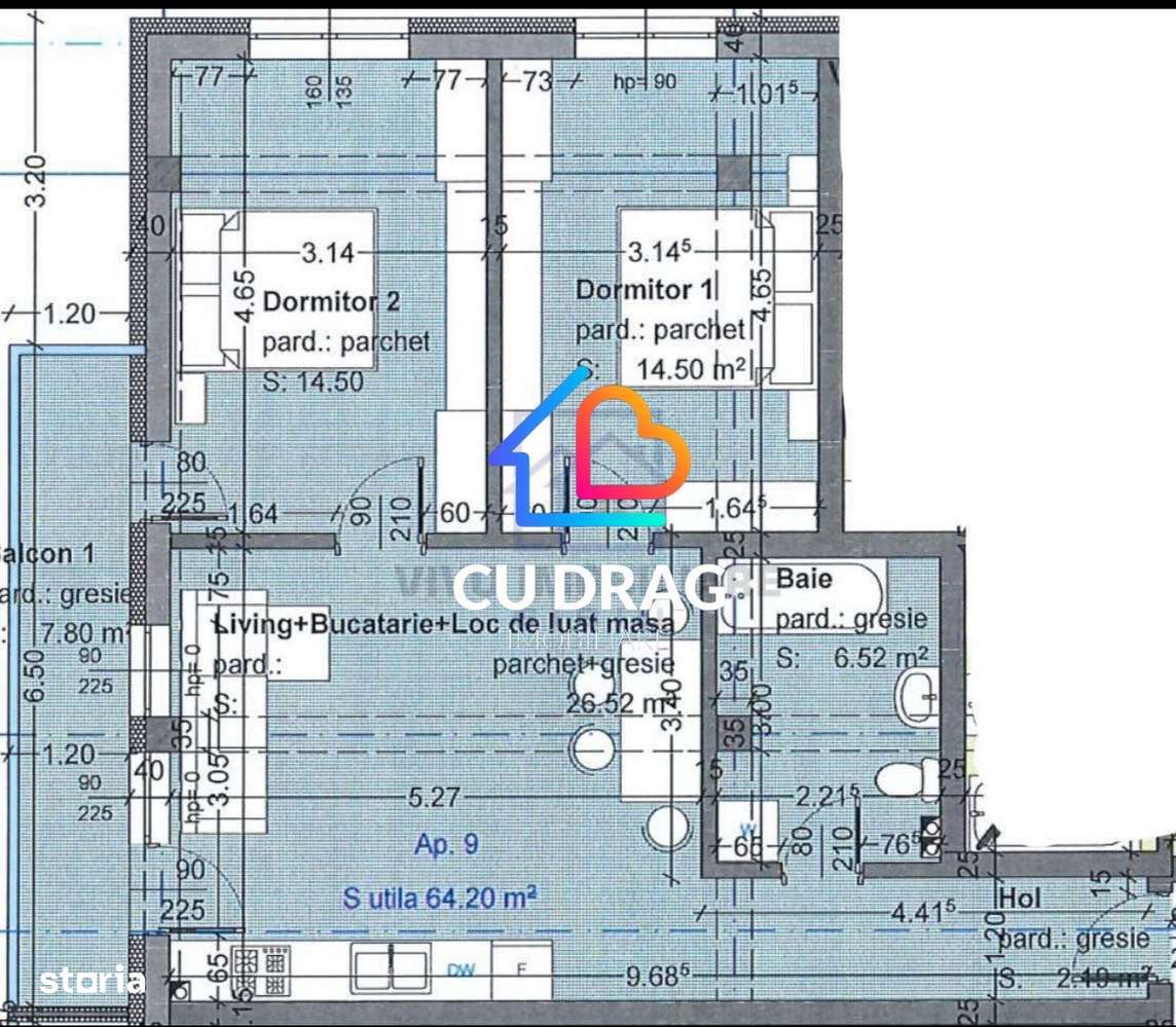 Apartament 3 camere, etaj1, 64mp, balcon si 1 loc de parcare SELIMBAR - Imagine principală: 3/3