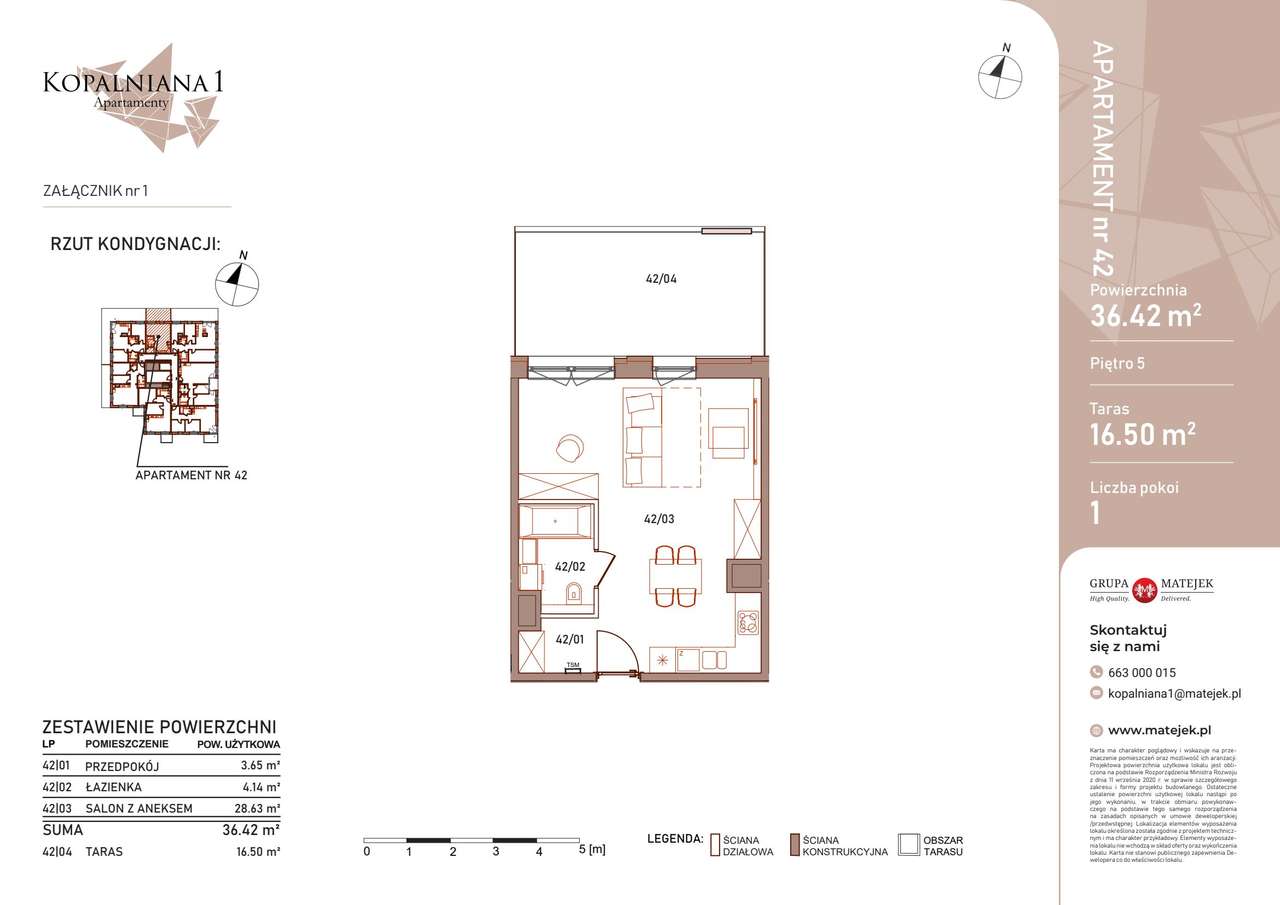 Kopalniana 1 | apartament 1-pok. | 42 - Pełny obrazek: 2/7