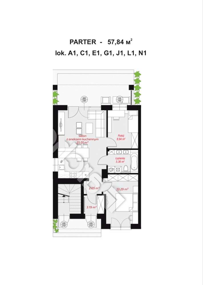 Mieszkanie w bliźniaku 57,84m2 z dużym ogródkiem - Pełny obrazek: 4/5