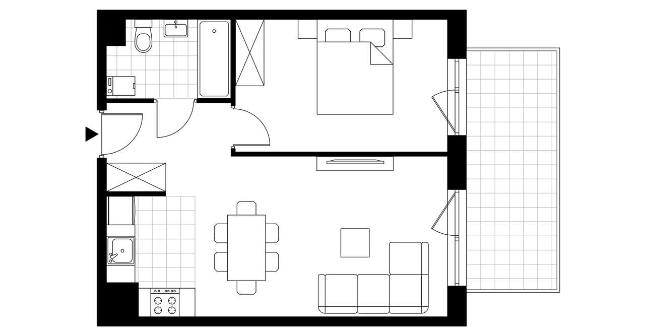 2-pokojowe mieszkanie 42m2 + balkon Bezpośrednio - Pełny obrazek: 3/8