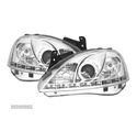 FARÓIS FRONTAIS PARA OPEL CORSA C LUZ DIURNA LED 00-06 FUNDO CROMADO - 1