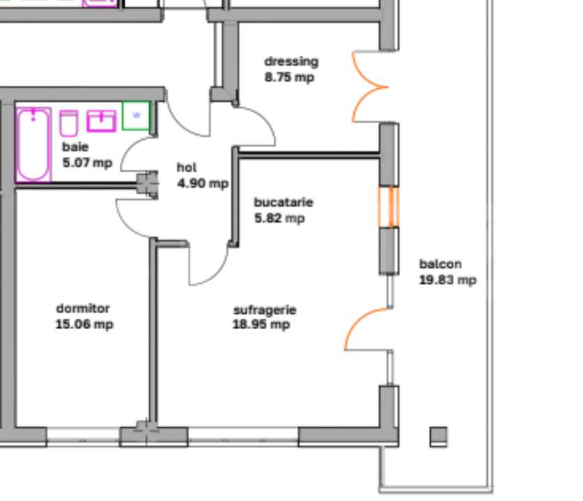 Apartamente moderne cu 2 camere, balcon si dressing - bloc nou in Ghim - Imagine principală: 3/3