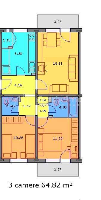 Ap 3 camere str, Sf Apostol Andrei - etaj 1 - 64 mp util - 2 balcoane-15