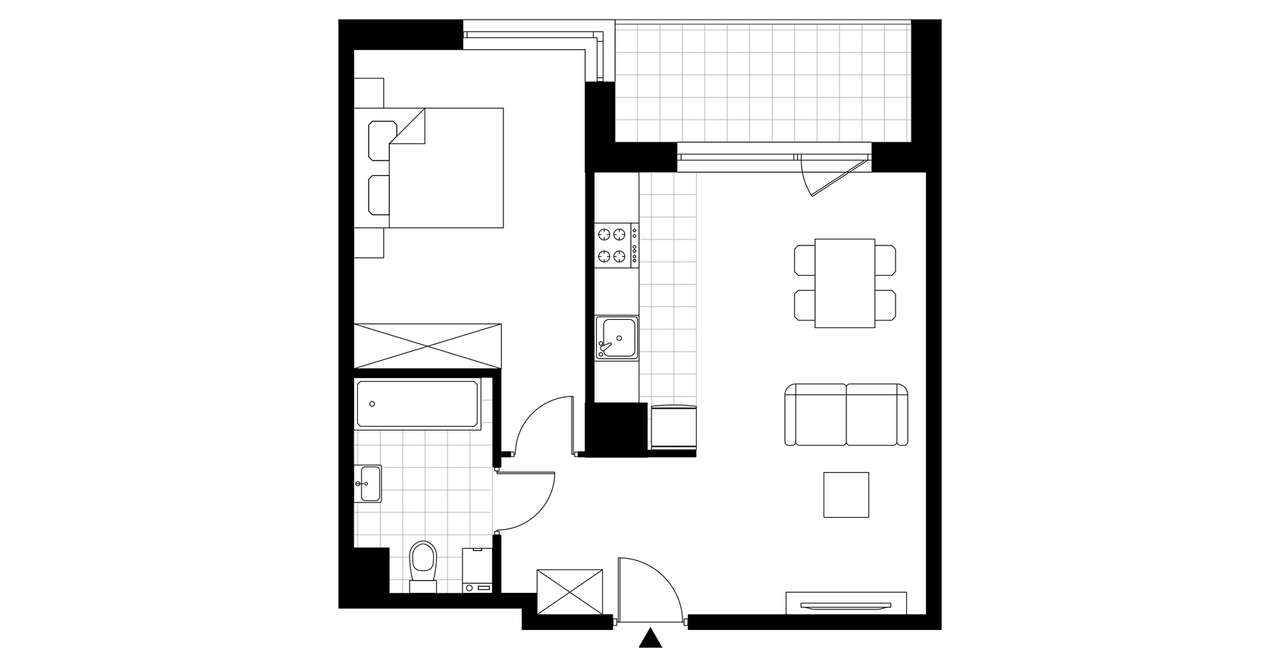 2-pokojowe mieszkanie 46m2 + loggia - Pełny obrazek: 3/8