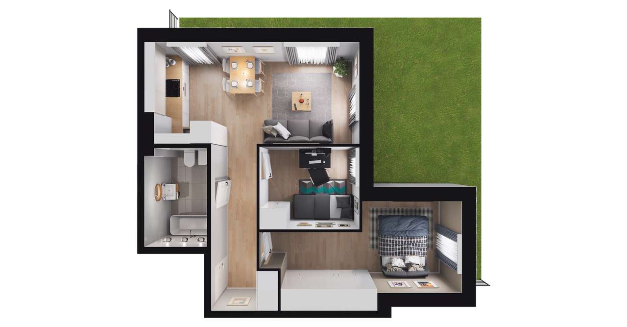 2-pokojowe mieszkanie 48m2 + ogródek Bezpośrednio - Pełny obrazek: 2/6