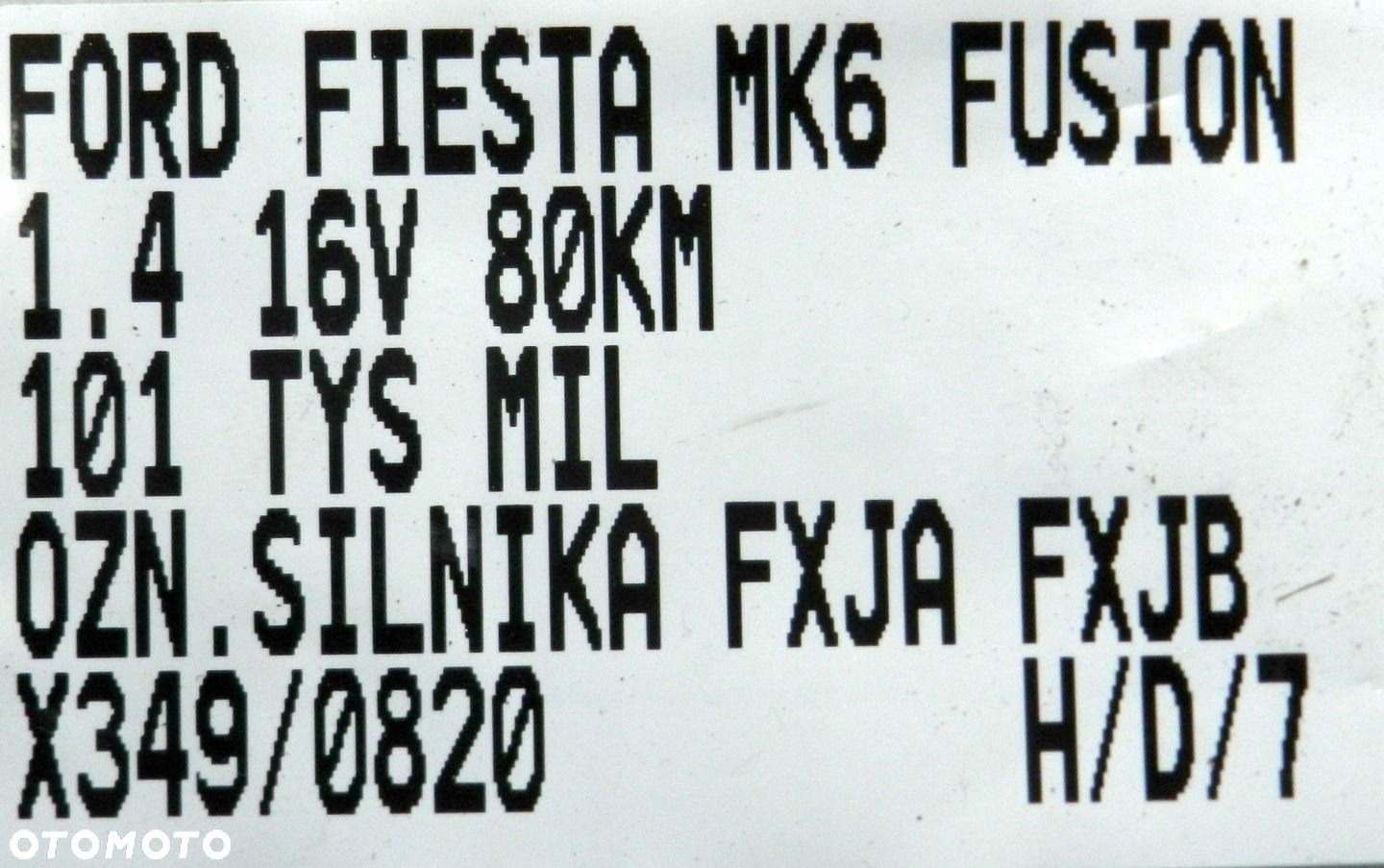 SILNIK SŁUPEK FORD FOCUS MK2 FIESTA FUSION MAZDA 2 1.4 16V 80KM 101TYŚ FXJA - 8