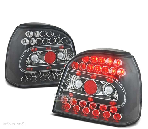 FAROLINS TRASEIROS LED PARA VOLKSWAGEN VW GOLF 3 MKIII 91-97 PRETO - 1