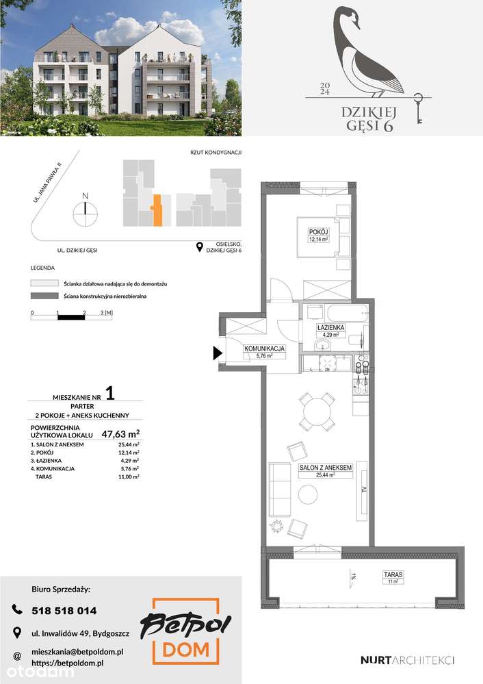 Dzikiej Gęsi 6 | mieszkanie 2-pok. | 1 - Pełny obrazek: 2/8