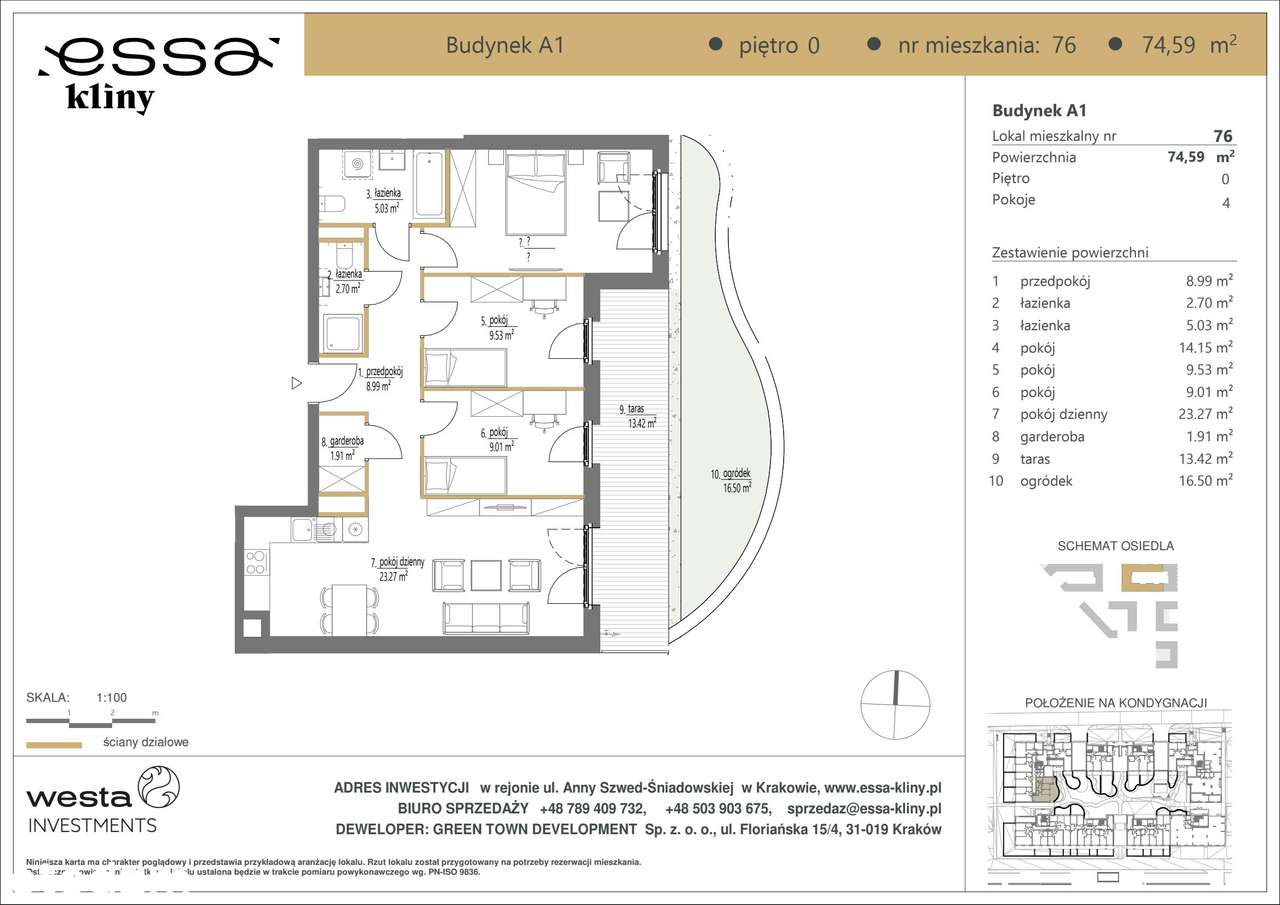 4-pokojowe mieszkanie 74m2 + ogródek Bez Prowizji - Pełny obrazek: 2/7