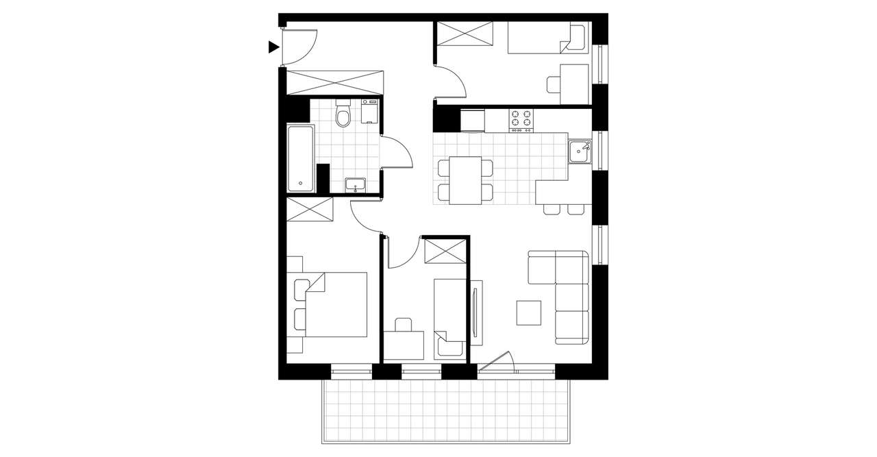 4-pokojowe mieszkanie 62m2 + balkon - Pełny obrazek: 3/8