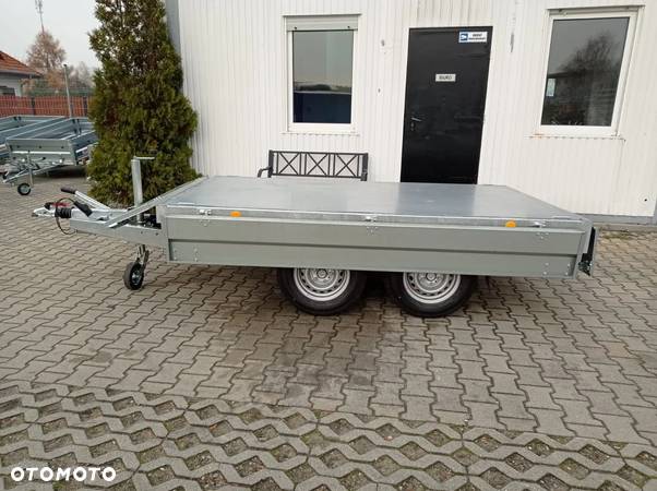 Neptun DOSTAWA! Przyczepa WYWROTKA wym. 256,5x148x30 Kiper HAMOWANA N20-420 2 kps PLATFORMA! Uchylana ręcznie lub za pomocą wkrętarki DMC 2700 kg GN251 - 14