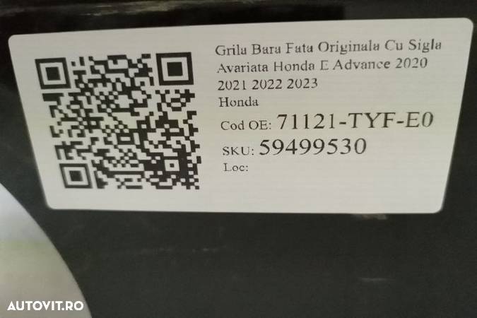 Grila Bara Fata Originala Cu Sigla Avariata Honda E Advance 2020 2021 2022 2023 Honda 71121-TYF-E0 - 8