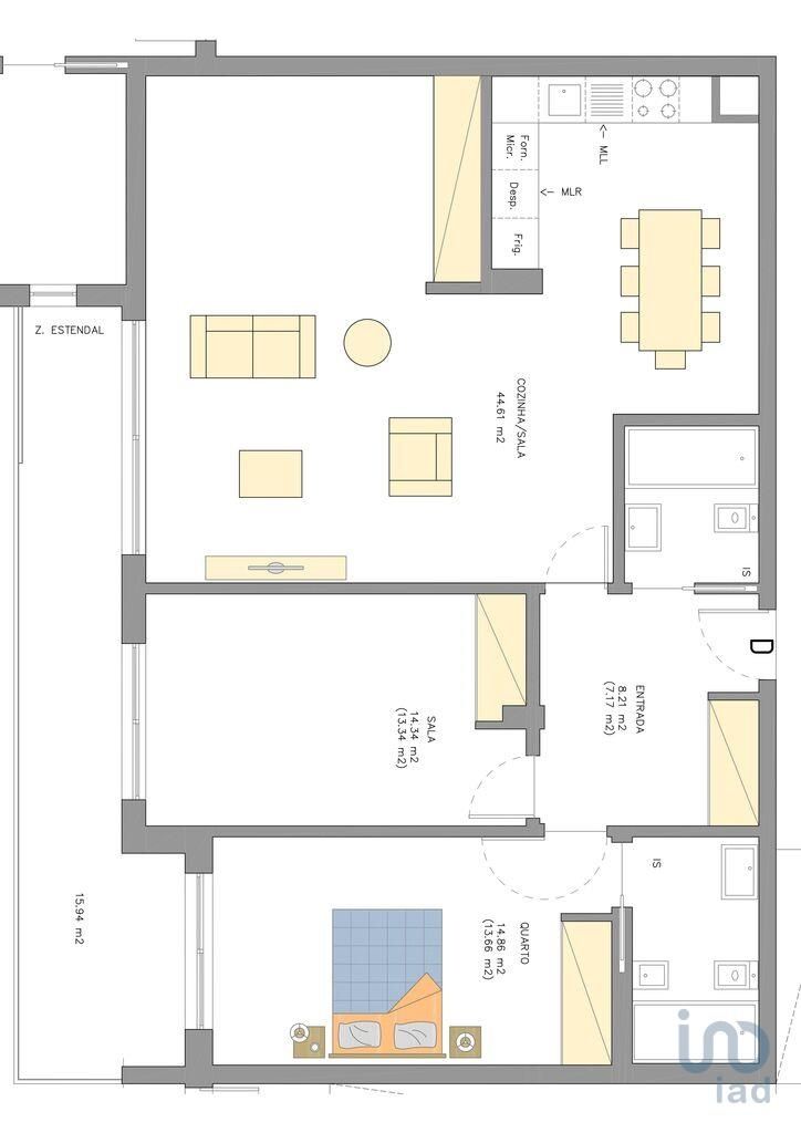 Apartamento T2 em Faro de 94,00 m2