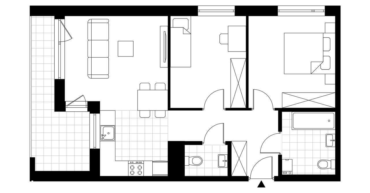 3-pokojowe mieszkanie 59m2 + loggia Bezpośrednio - Pełny obrazek: 3/8