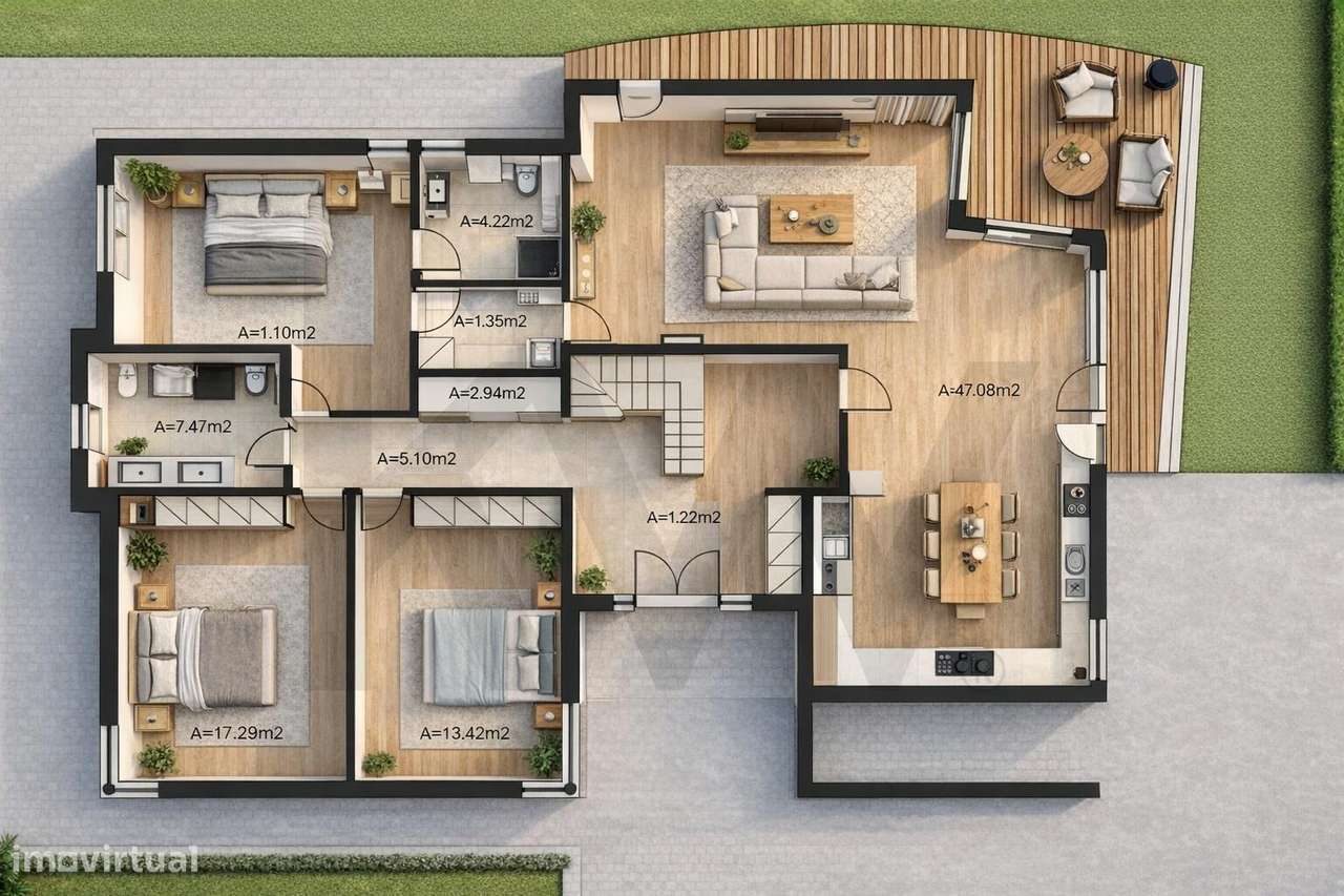 Casa T4 com jardim privativo na Serra do Louro | Espaço, luz e potenci - Grande imagem: 4/60