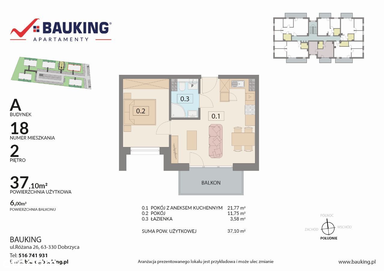 Jarocin - Apartament 37 m2 - CICHA OKOLICA LAS