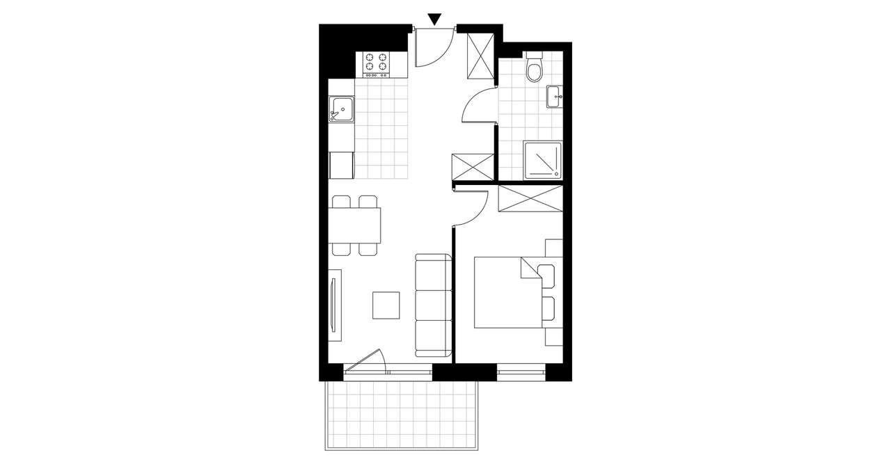 2-pokojowy apartament inwestycyjny 38m2 + balkon - Pełny obrazek: 3/8