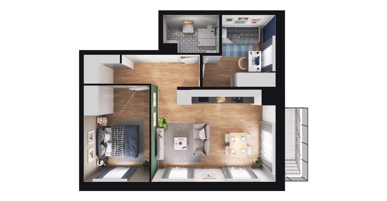 3-pokojowe mieszkanie 49m2 + balkon Bez Prowizji - Pełny obrazek: 2/8