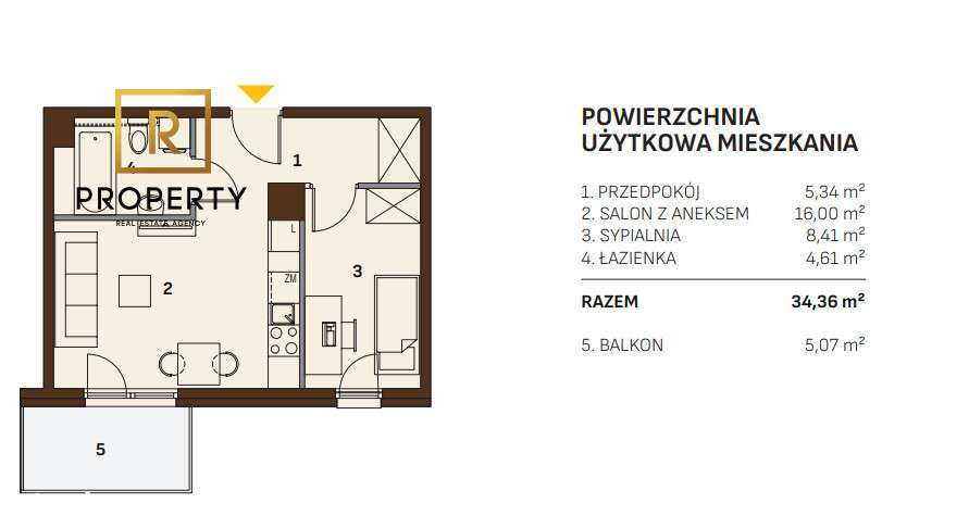 Mieszkanie | 2 pokoje | 34,36m2 | Garaż - Pełny obrazek: 2/11