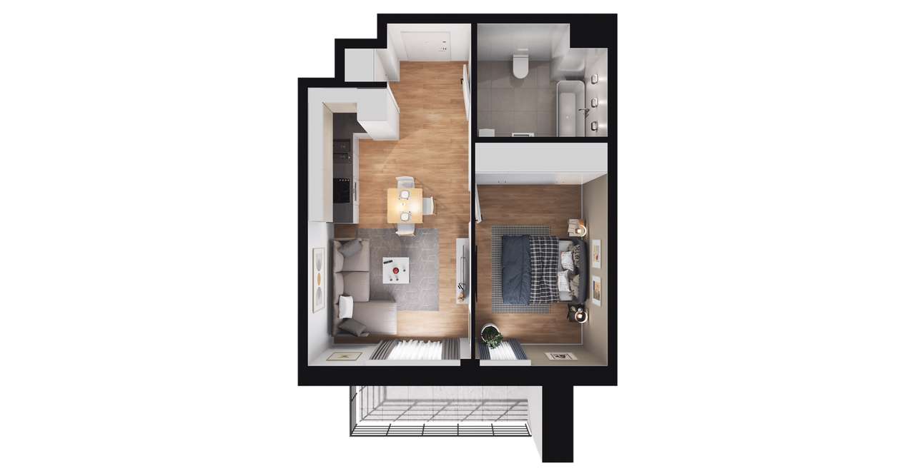 2-pokojowe mieszkanie 35m2 + balkon - Pełny obrazek: 3/9