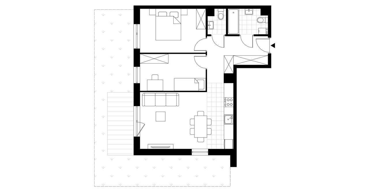 3-pokojowe mieszkanie 60m2 + ogródek - Pełny obrazek: 3/8