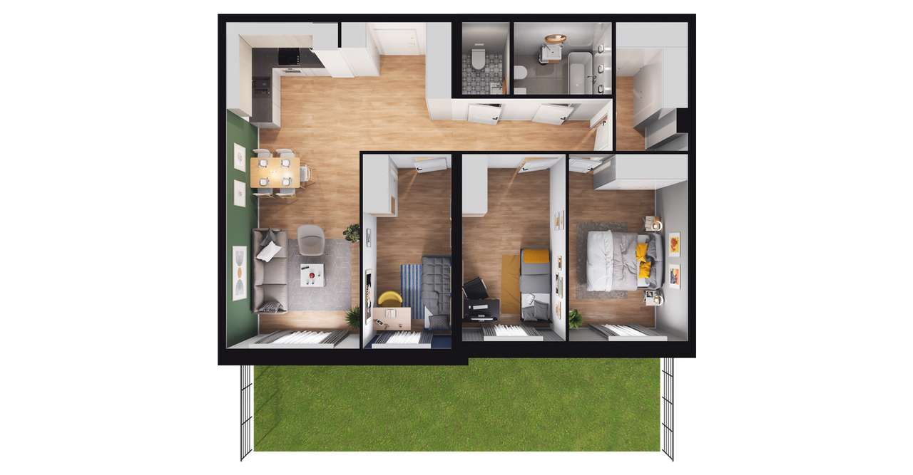 4-pokojowe mieszkanie 78m2 + ogródek Bezpośrednio - Pełny obrazek: 2/8