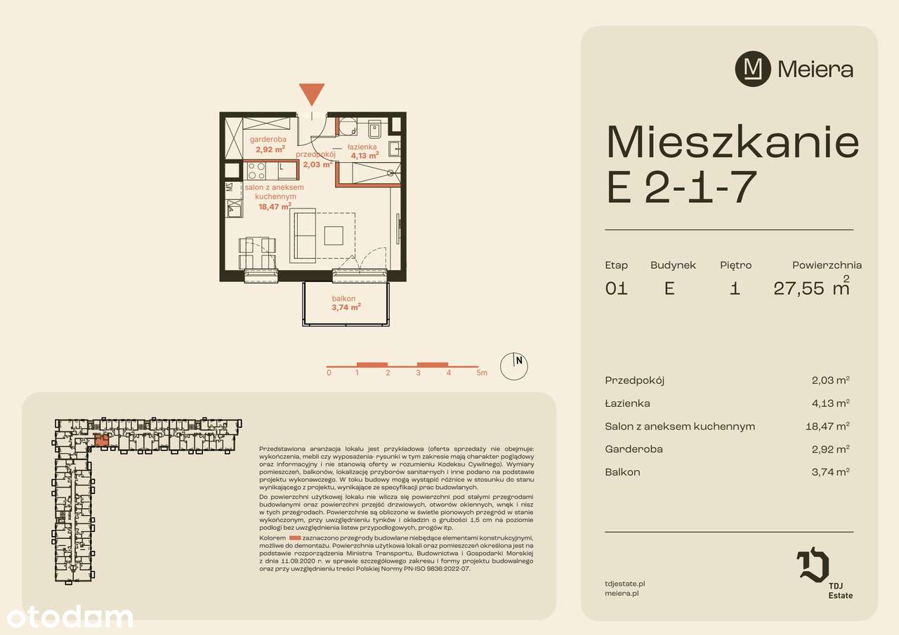 1-pokojowe mieszkanie 27m2 + balkon Bez Prowizji - Pełny obrazek: 2/7