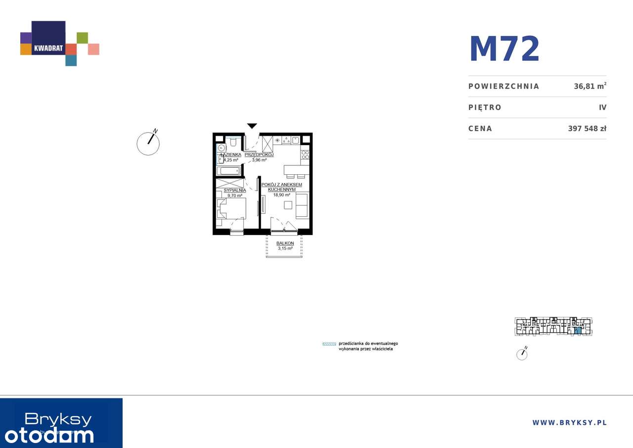 K​W͏A​D​R͏A​T I​I  | mieszkanie 2-pok. | M72 - Pełny obrazek: 3/7